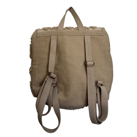 Panache Apparel Marissa Backpack Cream Tan Textured Bobble Embroidered Bag Purse - Picture 2 of 10